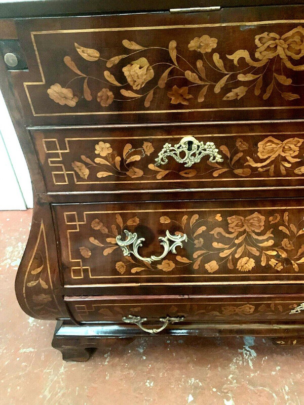 Comò Scribano In Intarsio Olandese XVIII Secolo