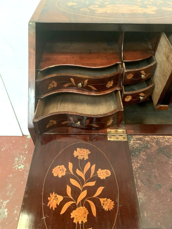 Comò Scribano In Intarsio Olandese XVIII Secolo