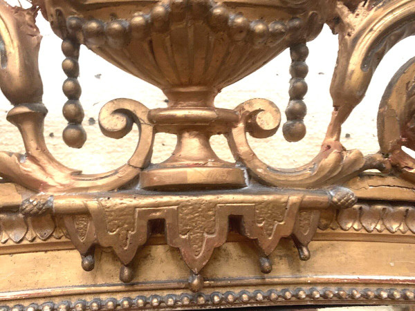 Miroir De Style Louis XVI En Bois Et Stuc Doré XIX Siècle