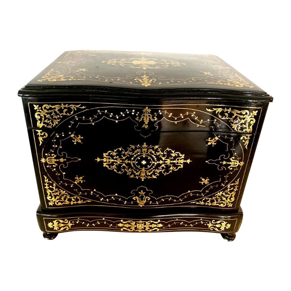 Napoleon III Complete Liqueur Cellar Boulle Marquetry Old Box