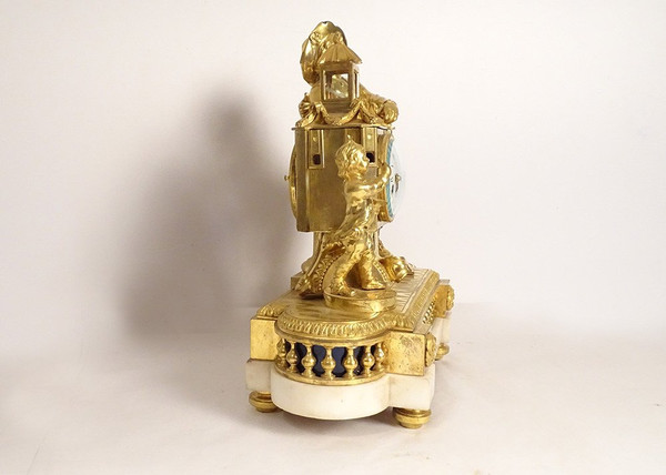 Clock Louis XVI Lanterne Magique Enfants Bronze Doré Marbre Roque XVIIIè