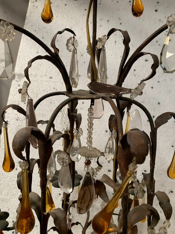Käfig-Kronleuchter im Louis-XV-Stil mit Pendeloques und Wassertropfen, 20. Jahrhundert