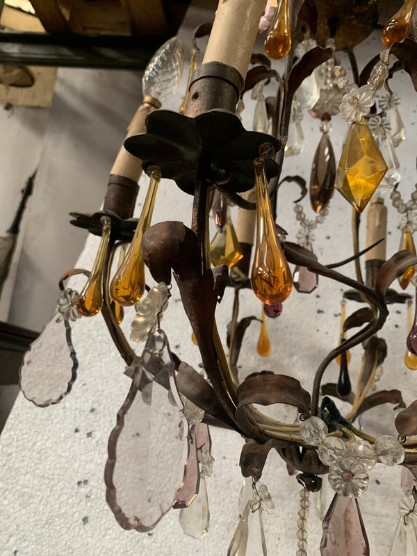 Käfig-Kronleuchter im Louis-XV-Stil mit Pendeloques und Wassertropfen, 20. Jahrhundert