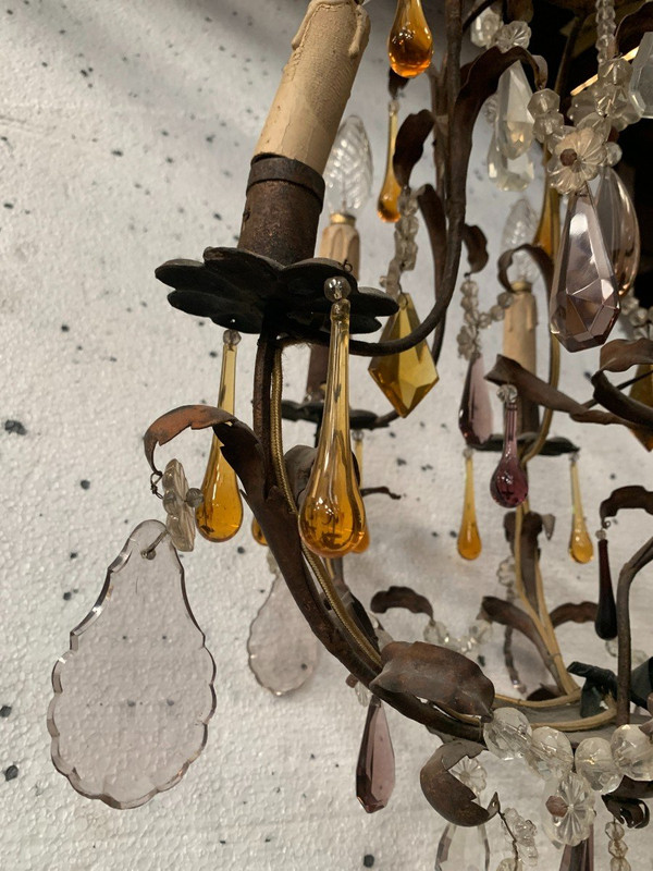 Käfig-Kronleuchter im Louis-XV-Stil mit Pendeloques und Wassertropfen, 20. Jahrhundert