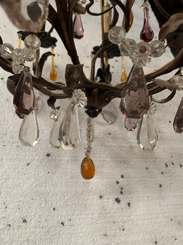 Käfig-Kronleuchter im Louis-XV-Stil mit Pendeloques und Wassertropfen, 20. Jahrhundert