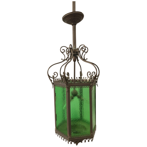 Vestibule Lantern In Bronze And Patinated Brass XX Century