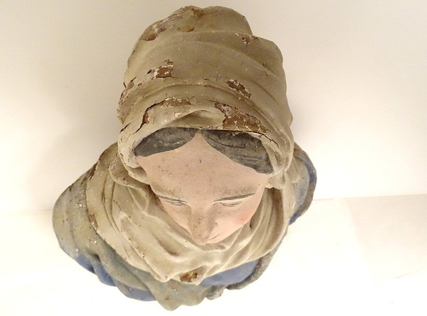 Statue Buste Sainte Marie-Madeleine Magdala Bois Polychrome XVIIIè Siècle