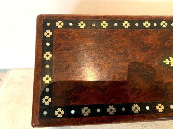 Portaoggetti In Thuya Loupe Napoleone III Boulle Intarsio XIX Secolo