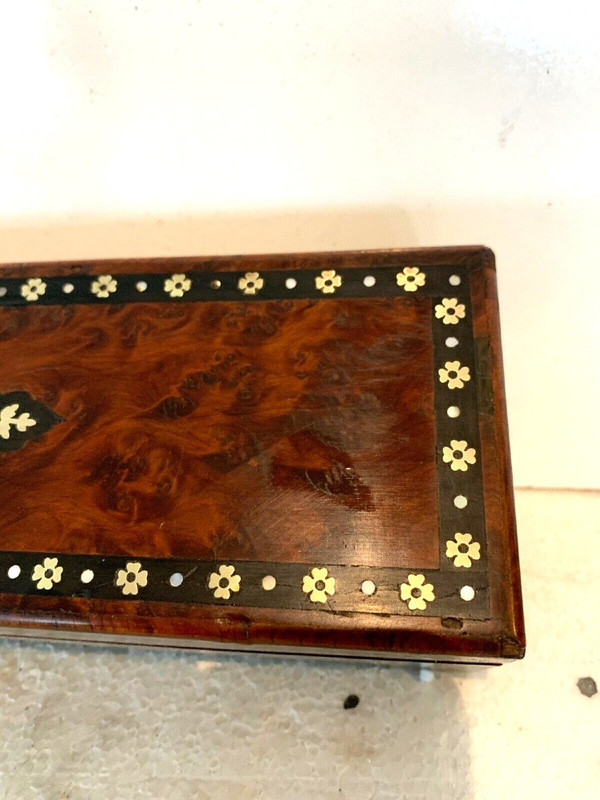 Portaoggetti In Thuya Loupe Napoleone III Boulle Intarsio XIX Secolo