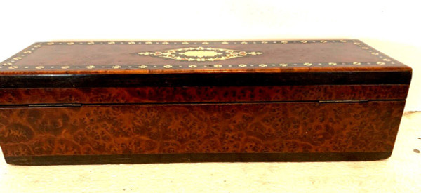 Portaoggetti In Thuya Loupe Napoleone III Boulle Intarsio XIX Secolo