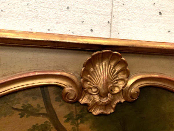 Louis XV Style Trumeau In Patinated And Gilded Wood XX Century