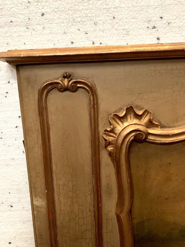 Louis XV Style Trumeau In Patinated And Gilded Wood XX Century