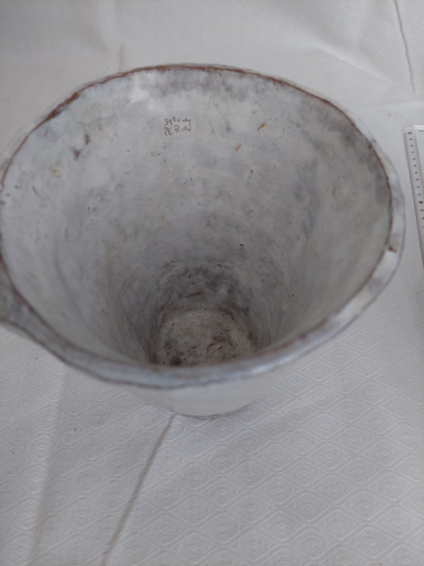Vase tète visage vintage en céramique française par Sylvie Perin (circa 1950s)
