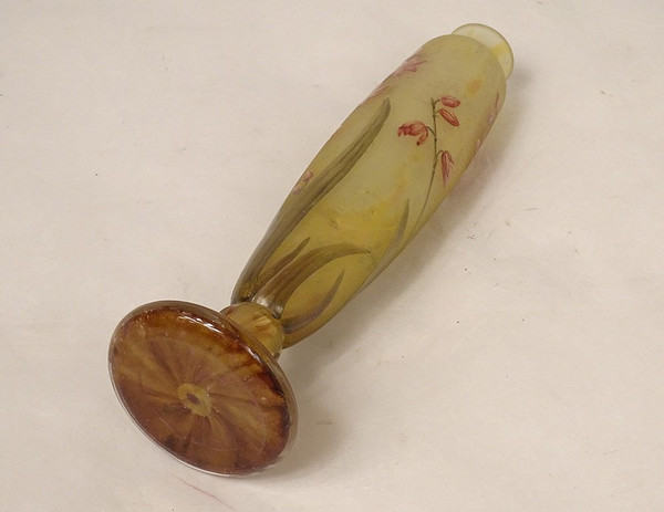 Vase Piedouche Pâte de Verre Daum Nancy Fleurs Lys Lis Art Nouveau 19th century