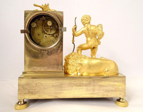 Clock Empire Bronze Triumphant Love Lion Who Could Resist Me 19th century