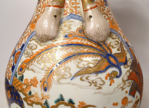 Coppia di grandi vasi di porcellana Imari Giappone Drago Fenice Doratura XIX secolo