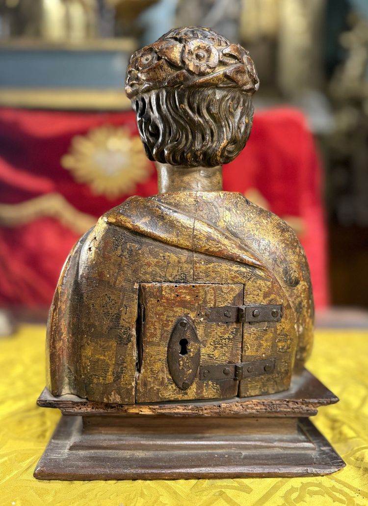 17th Century Spanish Wooden Reliquary Bust