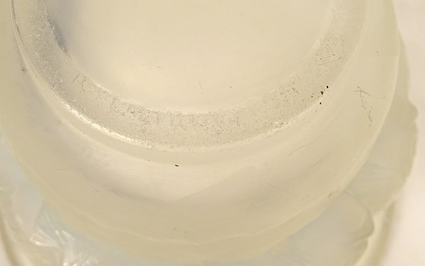 Vase Gegossenes Opalglas René Lalique Modell Piriac Fische 20. Jhd.