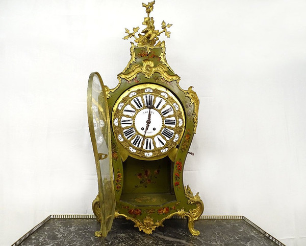 Großes dekoratives Kartell Louis XV Lack Martin Bronze vergoldet Vögel XIX.