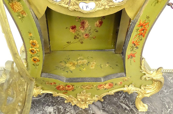 Großes dekoratives Kartell Louis XV Lack Martin Bronze vergoldet Vögel XIX.