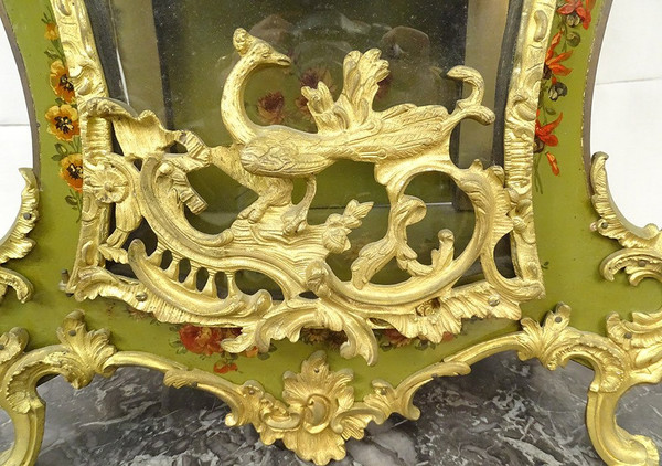 Großes dekoratives Kartell Louis XV Lack Martin Bronze vergoldet Vögel XIX.