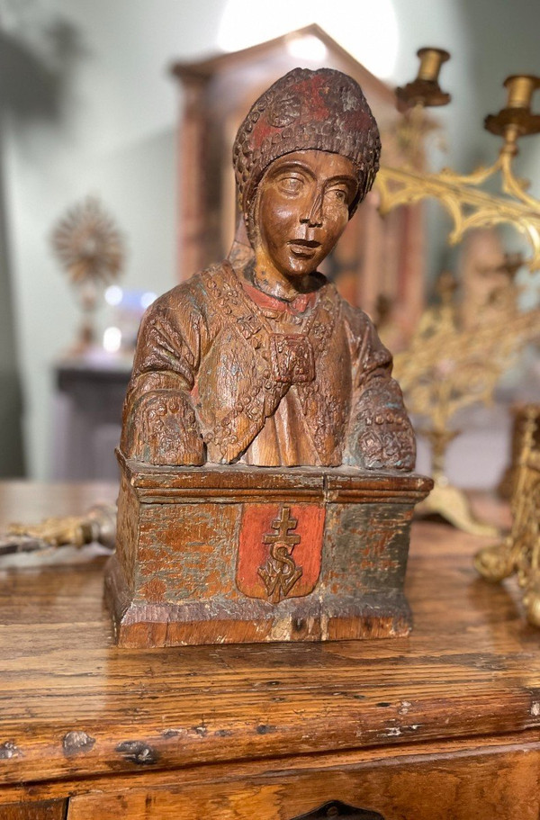 Saint Wenceslas- Sculpture En Bois Du XVIIe