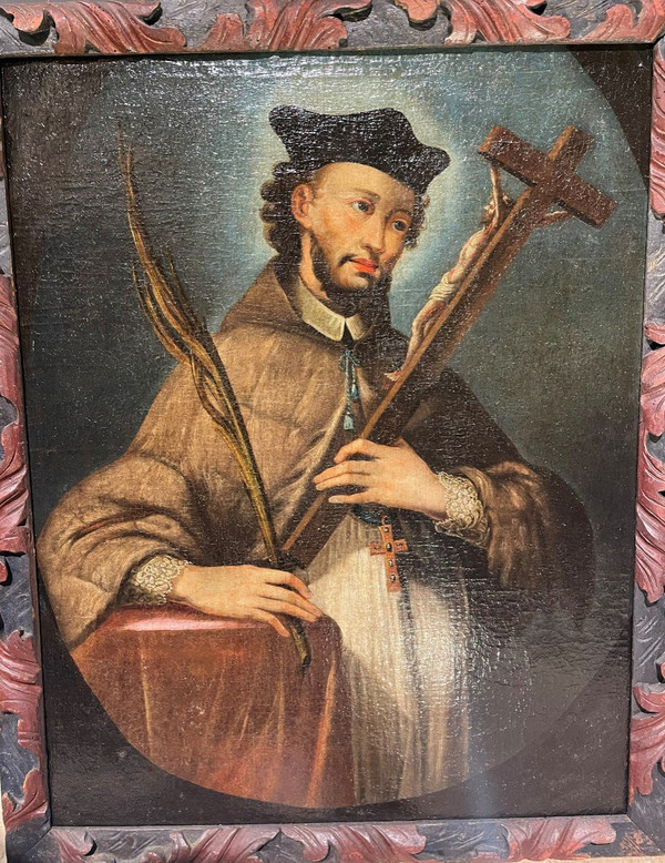 Oil On Canvas Of Saint John Nepomucene.