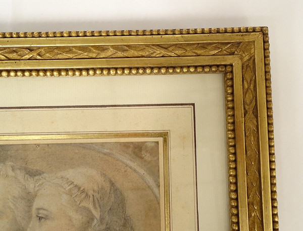 Dessin signé Georg Friedrich Schmidt portraits 1742 époque XVIIIè siècle