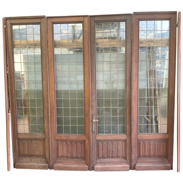 Suite Of Four Separation Doors In Solid Oak XIX Century