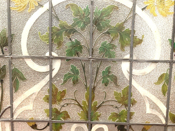 Door And Transom In Art Deco Stained Glass Early 20th Century Floral Decor