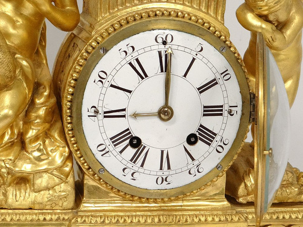 Pendulum Golden Wood Goddess Hygie Snake Cherub Eros Cupid Clock XVIII