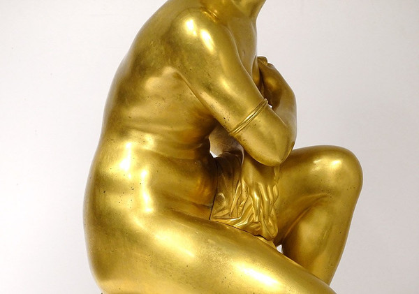 Large Bronze Pendulum Crouching Venus Coysevox Devaulx Nineteenth Restoration