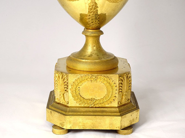 Pendule Restauration Bronze Doré Girafes Zarafa Palmettes Charles X XIXème
