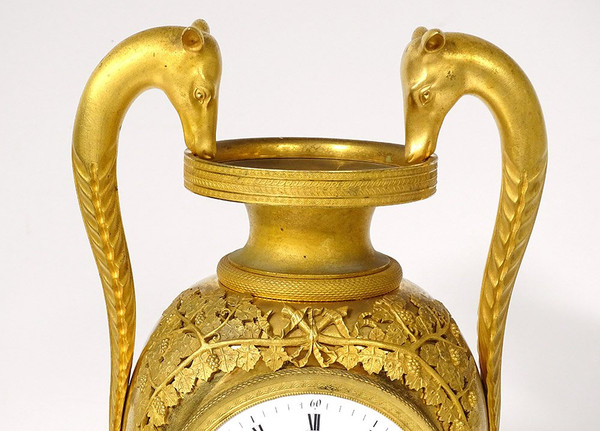 Pendule Restauration Bronze Doré Girafes Zarafa Palmettes Charles X XIXème