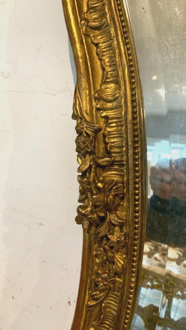 Miroir Rocaille De Style Louis XV En Bois Et Stuc Doré XX Siècle
