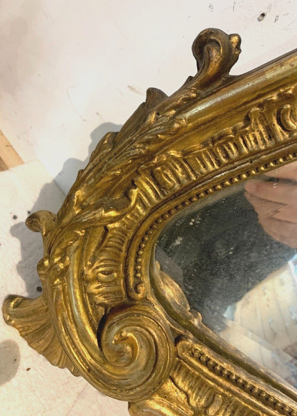 Miroir Rocaille De Style Louis XV En Bois Et Stuc Doré XX Siècle