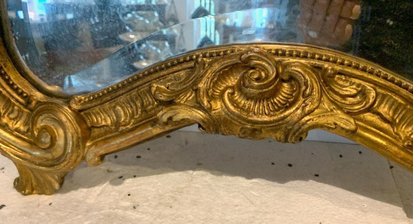 Miroir Rocaille De Style Louis XV En Bois Et Stuc Doré XX Siècle