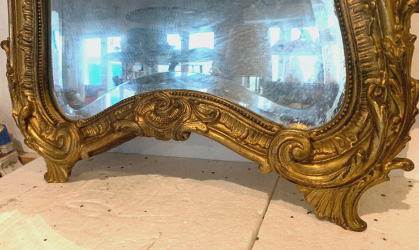 Miroir Rocaille De Style Louis XV En Bois Et Stuc Doré XX Siècle