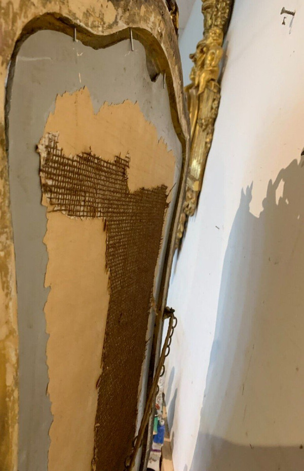 Miroir Rocaille De Style Louis XV En Bois Et Stuc Doré XX Siècle