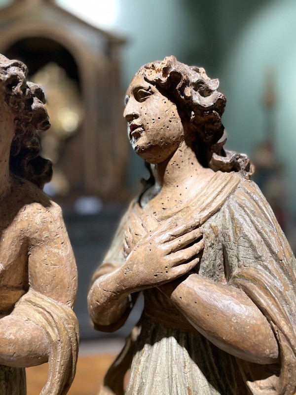 Coppia Di Angeli Da Altare - XVII Secolo