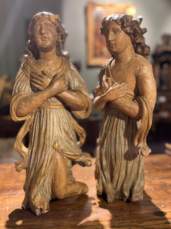Coppia Di Angeli Da Altare - XVII Secolo
