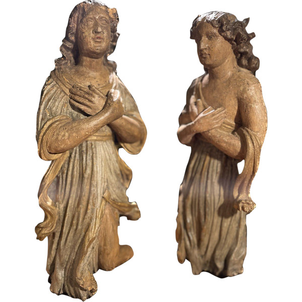 Coppia Di Angeli Da Altare - XVII Secolo