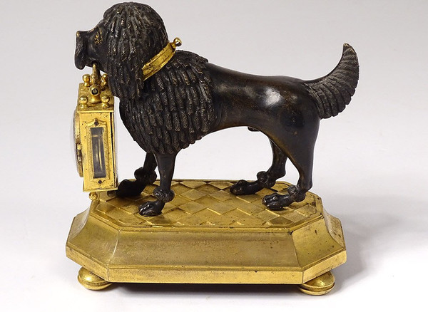 Clock Gilt Bronze Poodle Dog Berthoud Paris XIXth Century
