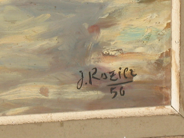 Jacques Rozier Rue du Périgord (Domme) oil on isorel panel dated