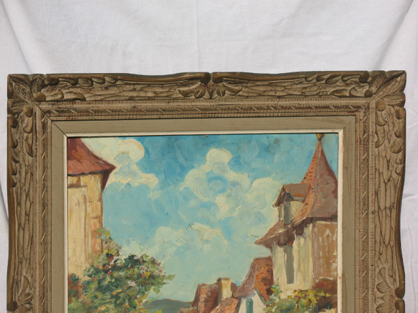 Jacques Rozier Rue du Périgord (Domme) oil on isorel panel dated