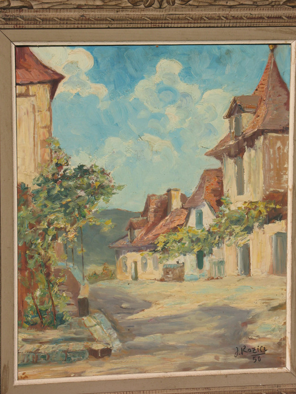 Jacques Rozier Rue du Périgord (Domme) oil on isorel panel dated