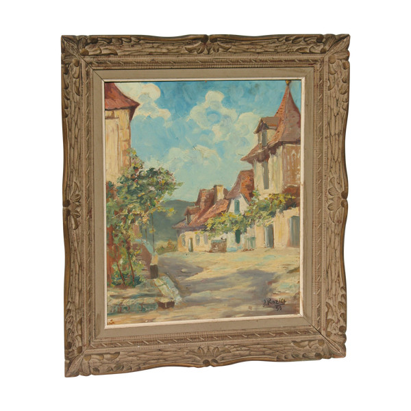 Jacques Rozier Rue du Périgord (Domme) oil on isorel panel dated