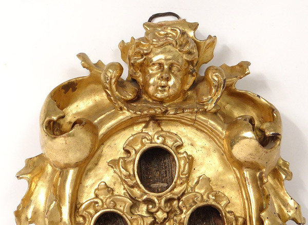 Reliquary Frame Carved Wood Golden Cherub Head Reliquary Eighteenth Century