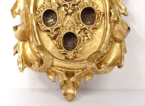 Reliquary Frame Carved Wood Golden Cherub Head Reliquary Eighteenth Century