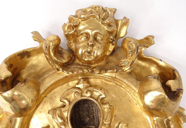 Reliquary Frame Carved Wood Golden Cherub Head Reliquary Eighteenth Century